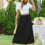 Zeagoo Maxi Skirts Boho Pleated A-Line Flowy Swing Skirt