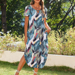 Zeagoo Maxi Dress with Pockets Short Sleeve Sundress