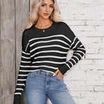 Zeagoo Women's Crew Neck Cropped Sweater Long Sleeve Knit Tops