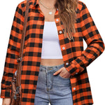 Zeagoo Flannel Shirt Women Button Down Long Sleeve Plaid Shirts