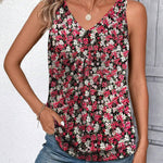 Zeagoo Tank Tops Loose Fit V Neck Ruched Sleeveless Tops