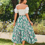 Zeagoo Women High Waisted Long Skirt Flowy Drawstring Maxi Skirt