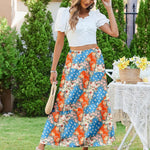Zeagoo Maxi Skirts Boho Pleated A-Line Flowy Swing Skirt
