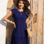 Zeagoo Women's Dress Round Neck Knee-Length Casual Dress (DE Only)
