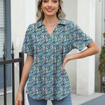 Zeagoo Short Sleeve Polo T Shirts Pleated V Neck Tee