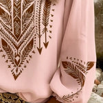 Puff Sleeve V-Neck Blouse Loose Fit