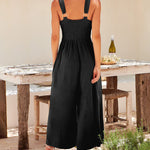 Zeagoo Women's Casual Sleeveless Hollows High Waist Bodysuit Spaghetti Strap Loose Jumpsuit Overalls