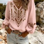 Puff Sleeve V-Neck Blouse Loose Fit