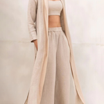 Zeagoo Women's Casual Classic 3Pcs Set Crop Vest Wide Leg Pants and Long Kimono Cardigan