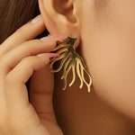 Gold Abstract Coral Branch Drop Earrings