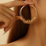 Gold Twisted Wire Knot Hoop Earrings