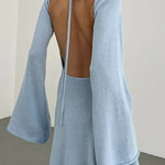 Zeagoo Elegant Backless Lace-up Bell Sleeve Mini Dress for Women Casual Going Out Summer 2026