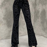 Zeagoo Dark Black Vintage Wide Leg Velvet Flare