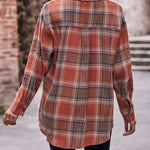 Zeagoo Loose Fit Plaid Shirt Casual Long Sleeve Lapel Collar Button Tunic Tops