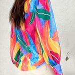 Zeagoo Printed Lantern Long Sleeve Blouse