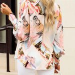 Zeagoo Printed Lantern Long Sleeve Blouse