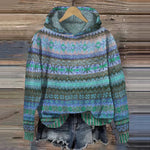 V|C - Hooded Patterned Knit Sweater Joyce