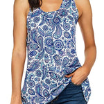 Floral Print Loose Flowy Tunic Tank Top - Zeagoo (Us Only)