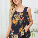 Floral Print Loose Flowy Tunic Tank Top - Zeagoo (Us Only)