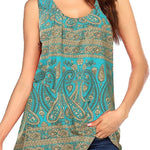 Floral Print Loose Flowy Tunic Tank Top - Zeagoo (Us Only)