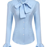 Ruffle Long Sleeve Button-Down Tunic Tops - Zeagoo (Us Only)