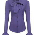 Ruffle Long Sleeve Button-Down Tunic Tops - Zeagoo (Us Only)