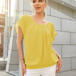 Zeagoo Women's Chiffon Lace Batwing Sleeve Blouse Tops
