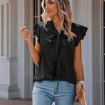 Zeagoo Satin Blouses for Women Sleeveless Bow Tops
