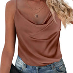 Zeagoo Women's Cowl Neck Satin Camisole