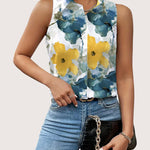 Zeagoo Sleeveless Blouses Casual Button Down Flower Tank Tops