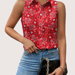 Zeagoo Sleeveless Blouses Casual Button Down Flower Tank Tops