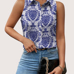 Zeagoo Sleeveless Blouses Casual Button Down Flower Tank Tops