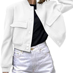Zeagoo Women Bomber Jacket Casual Button Down Shackets