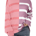 Zeagoo Striped Oversized Sweater Color Block Loose Pullover Top