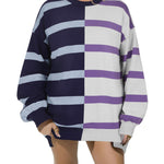 Zeagoo Striped Oversized Sweater Color Block Loose Pullover Top