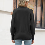 Zeagoo Women's Fall Striped Sweater V Neck Oversized Knitted Tops