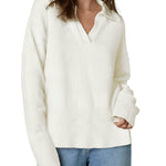 Zeagoo Women's Fall Striped Sweater V Neck Oversized Knitted Tops