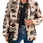 Zeagoo Women's Cozy Fleece Jacket Western Aztec Print Coat