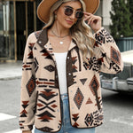 Zeagoo Women's Cozy Fleece Jacket Western Aztec Print Coat