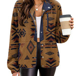 Zeagoo Women's Cozy Fleece Jacket Western Aztec Print Coat