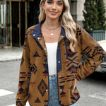 Zeagoo Women's Cozy Fleece Jacket Western Aztec Print Coat
