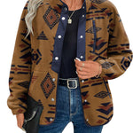 Zeagoo Women's Cozy Fleece Jacket Western Aztec Print Coat