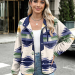 Zeagoo Women's Cozy Fleece Jacket Western Aztec Print Coat