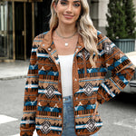 Zeagoo Women's Cozy Fleece Jacket Western Aztec Print Coat