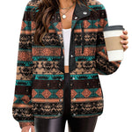 Zeagoo Women's Cozy Fleece Jacket Western Aztec Print Coat