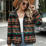 Zeagoo Women's Cozy Fleece Jacket Western Aztec Print Coat