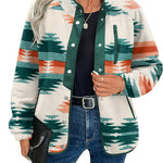 Zeagoo Women's Cozy Fleece Jacket Western Aztec Print Coat