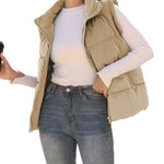 Zeagoo Women Sleeveless Warm Jackets Casual Stand Collar Puffer Vest
