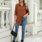 Zeagoo Long Sleeve Plaid Shirt for Women Flannel Button Down Shirts