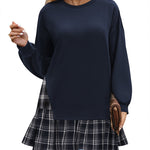 Zeagoo Women Oversized Sweatshirt Plaid Patchwork Dress